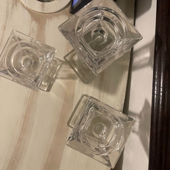 Vintage Set Of 3 Irish Shannon Crystal Candle Holder "Metropolitan" 5.5" 7" 
9" - Picture 3 of 6